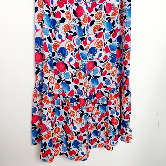 Marks & Spencer Blue Red Fruit Print Strappy Midi Dress BNWT Size 12 - Picture 2 of 9